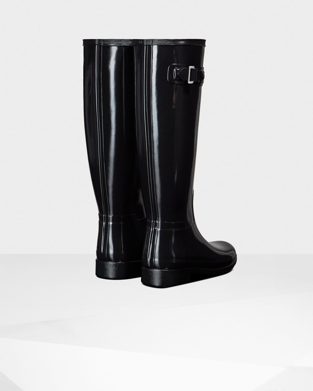 Hunter Mujer Refined Slim Fit Gloss - Botas de Lluvia Negras - 793-FHNJXE